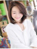 小顔かき上げダークアッシュワンレン大人ボブc5志木20代30代40代