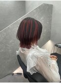 アンブレラカラー　インナーカラー　インナー赤　インナーレッド