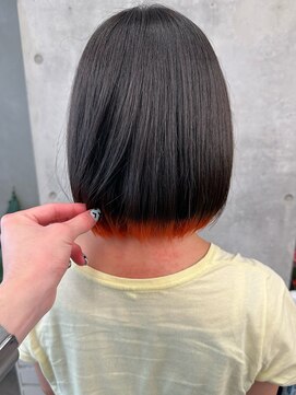 モリオ(morio) ＊裾カラー重めボブ大人ボブオレンジベージュ前髪なし30代40代2