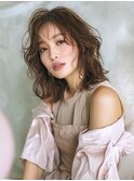 ☆ホワイトグレージュミニウルフデジタルパーマチェリーブラウン