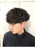 メンズツイストスパイラルパーマ/アッシュブラック/メンズパーマ