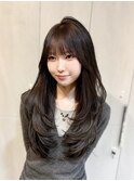 ミルクティーベージュ/レイヤーボブ/韓国巻き/顔周りカット