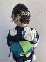 パリスパート2 浴衣 トップ サイド 編み込み シニヨン ヘアアレンジ