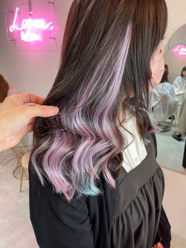 ラルム 新宿(LARME) シールエクステでダメージなしインナーカラー【韓国ヘア】