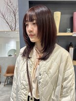 ラミエバイメルト 下北沢(lamie by melt)&nbsp;顔周りレイヤーレッドブラウンボルドーカラーミディアムレイヤー