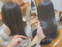 広がりとパサつきが気になるお客様。初美革ストレートbefore after。［髪質改善/酸性ストレート/縮毛矯正］