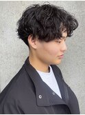 波巻きパーマ ツーブロックマッシュ ナチュラルパーマ