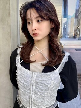 ミンクス渋谷スマートサロン(MINX shibuya smart salon) 【MINX】くびれヘアアプリコットオレンジハイライトカラー渋谷