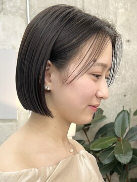 ノード(NODE) 栄黒髪垢抜け丸みシルエットボブ