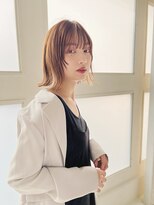 チェレ ブラン 堺東店(Chere brun)&nbsp;ひし形ボブレイヤー・オレンジベージュ・外はねボブサイドバング