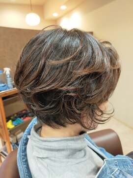 ヘアサロンアンドヘアメイクディー(hair salon hair make D) 仙台D　バレイヤージュ×ラフウェーブ×グラデーションボブstyle