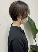 ハンサムショートくびれ丸み前髪なし20代30代40代