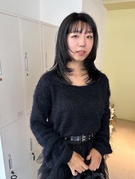 ロジェ(loje) 【loje】黒上ロングウルフ/レイヤースタイル★