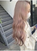 20代30代大人可愛いシアーピンク透明感艶ストレート