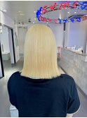 ブリーチ毛でもできる縮毛矯正/抜きっぱなしブロンド/ボブ