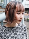 #顔まわりレイヤー#ぱつっとボブ#アンブレラカラー