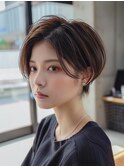 イメチェン　外ハネ　ボブ　美髪　ワイドバング　ブルーブラック