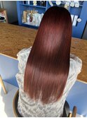艶感たっぷりワインレッドストレート