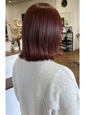 ケアブリーチダブルカラーボルドーカラー外ハネボブ