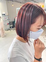 ヒビヲ(HIBIO)&nbsp;ダブルカラーピンクカラーケアブリーチミニボブインナーカラー