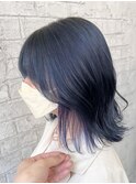 ネイビー×ブルーラベンダーブリーチハイトーン池袋　4055