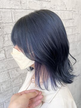 プライズ 池袋店(prize) ネイビー×ブルーラベンダーブリーチハイトーン池袋　4055