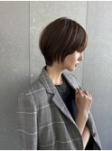 丸みショートボブ/くびれショート/ナチュラルブラウン