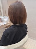 ミニボブ美髪オフィスヘア童顔アラフィフ似合わせカットブラウン