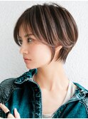 大人可愛い20代30代40代黒髪前下がりショートボブ丸みショート◎