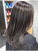 ハイライトカラーミルクティーベージュレイヤーカット髪質改善