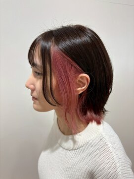 ヴァンカウンシル 一宮店(VAN COUNCIL) 遊びこころをプラスしたピンクインナーカラー/ショート/ブリーチ