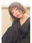 グレージュ×ラフ感ナチュラルふわふわパーマボブ