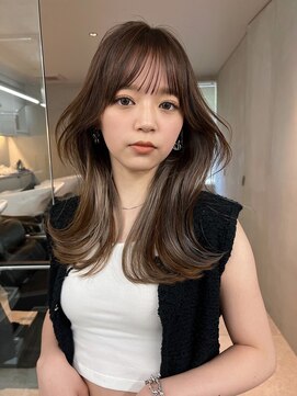 サイン 渋谷(SIGN) レイヤーカットインナーカラーイヤリングカラ一色落ち綺麗表参道