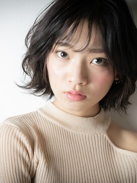 カバーヘア ブリス 志木南口駅前店(COVER HAIR bliss) シースルーバングアッシュブラックボブウルフw志木20代30代40代