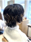 外国人風マッシュウルフパーマ