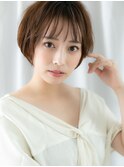 暗髪ニュアンスパーマ抜け感ショートボブp古河20代30代40代