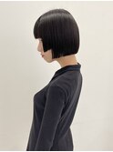 ミニボブ切りっぱなしボブぷつっとカット姫カット縮毛矯正
