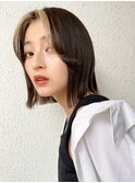 ピンクページュインナーグレージュマチルダボブ前髪