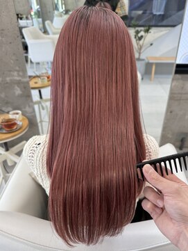 ソワネ 表参道(soigne) 表参道酸性ストレートパーマ艶髪セミロングレイヤーピンク20代