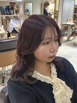 ヘアーメイクブランニュー セントラル 西大寺店(hair make Brand new central)&nbsp;ラベンダーボルドーヘアカラー艶感こっくり秋色ミディアムカラー