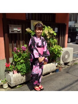 マリ美容室 祇園祭り浴衣着付け ＆ うち合わせアップスタイル