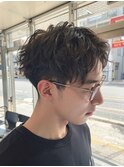 ツイストパーマスパイキーショートメンズ髪型ニュアンスパーマ