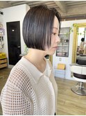 NUDE黒髪風前下がりボブ 切りっぱなしボブ マチルダボブ