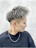 ツイストパーマ/ホワイトメッシュ/スキンフェード