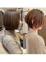 バンプ ギンザ(BUMP GINZA) 30代、40代/丸みくびれショートボブ×白髪染めハイライト/大宮