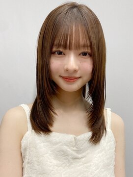 エトラ 渋谷店(etora) 小顔 前髪 レイヤーカット オリーブグレー 黒髪"