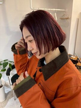  fit stand 千葉/ショートボブ/カット/パーマ/ダブルカラー/トリートメント/縮毛矯正 イメチェン/ピンクベージュ/アンブレラカラー[千葉]