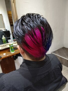 メンズインナーツートンカラー ピンク ブルー L バトヘアー 渋谷本店 Bat Hair のヘアカタログ ホットペッパービューティー