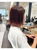 ピンク×ぱつっとボブ◎