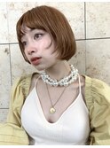 丸みボブとなめらかベージュカラー